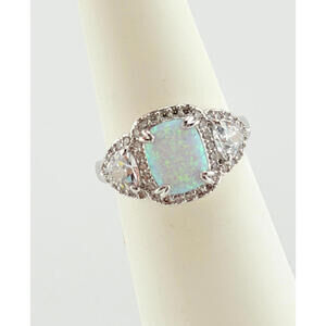 Bomb Party October Ring Sz 7 "Worn, Wild, & Wise" Opal on Rhodium RG89156